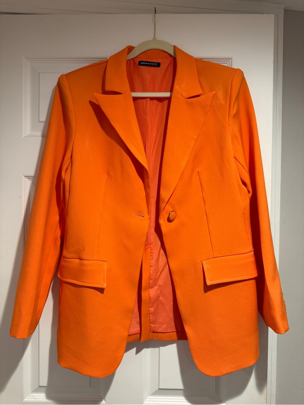 SHEIN Bright Orange Single-Button Blazer